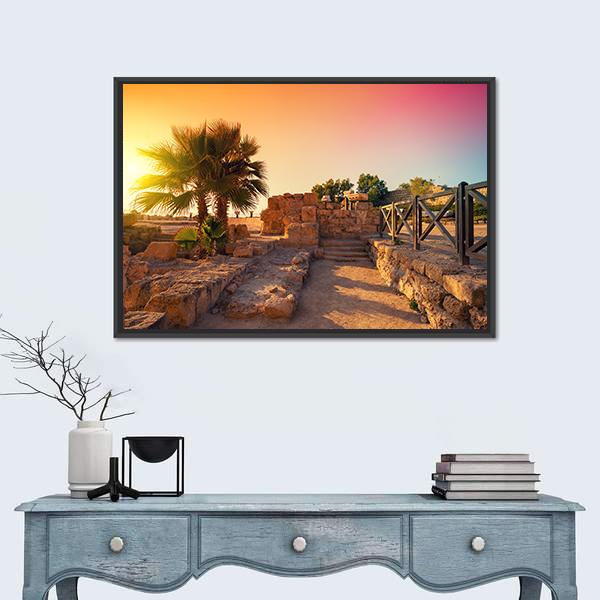 Ancient City In Caesarea Canvas Wall Art-3 Horizontal-Gallery Wrap-25" x 16"-Tiaracle