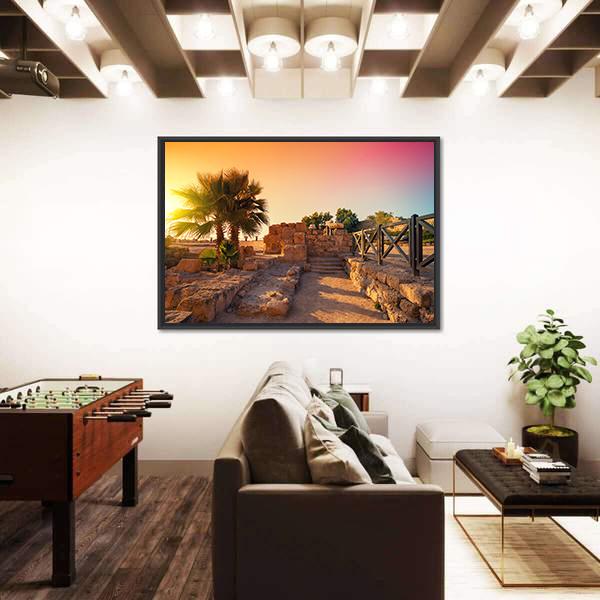 Ancient City In Caesarea Canvas Wall Art-3 Horizontal-Gallery Wrap-25" x 16"-Tiaracle