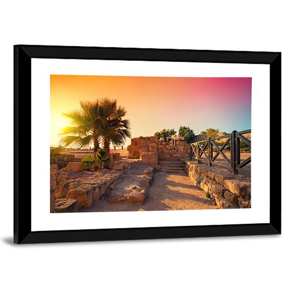 Ancient City In Caesarea Canvas Wall Art-3 Horizontal-Gallery Wrap-25" x 16"-Tiaracle