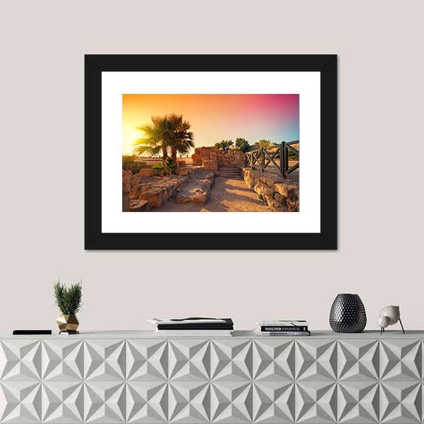 Ancient City In Caesarea Canvas Wall Art-3 Horizontal-Gallery Wrap-25" x 16"-Tiaracle