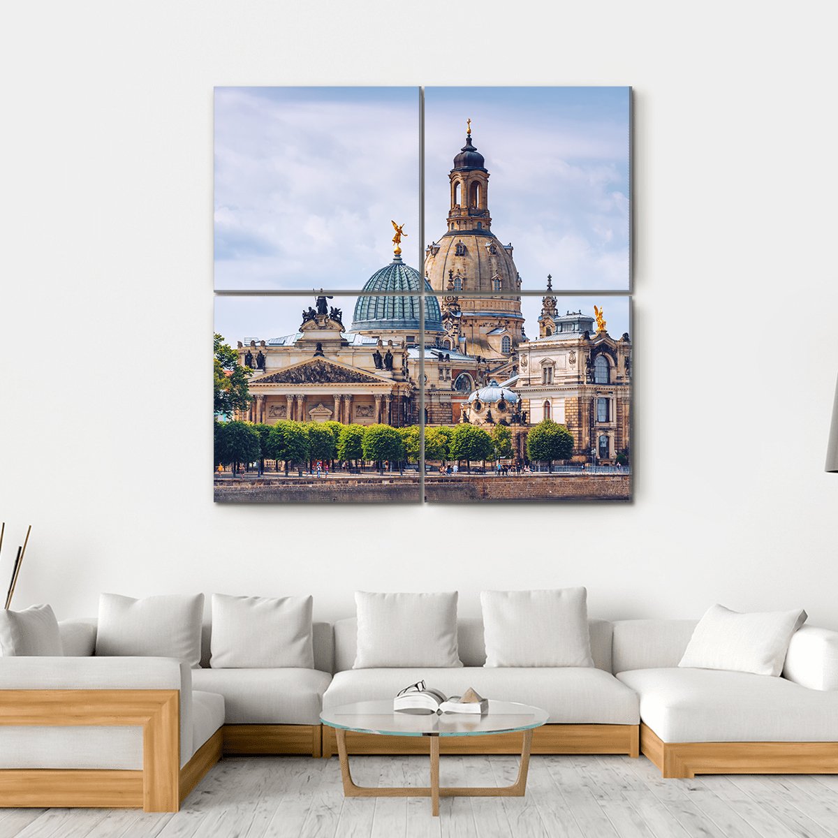Ancient City Of Dresden Canvas Wall Art-4 Square-Gallery Wrap-17" x 17"-Tiaracle