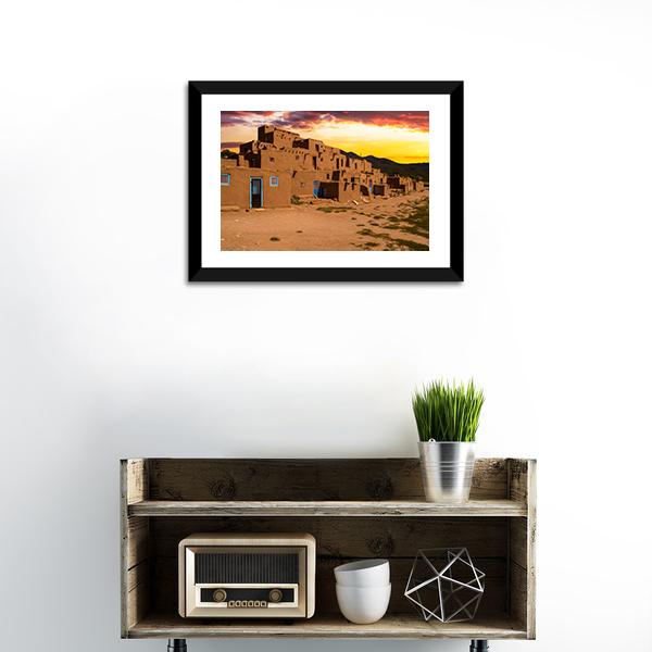 Ancient City Taos Canvas Wall Art-1 Piece-Framed Print-20" x 16"-Tiaracle