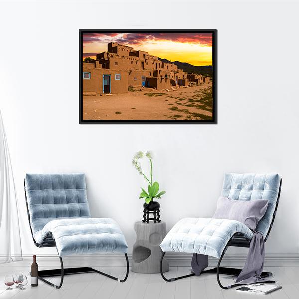 Ancient City Taos Canvas Wall Art-5 Horizontal-Gallery Wrap-22" x 12"-Tiaracle