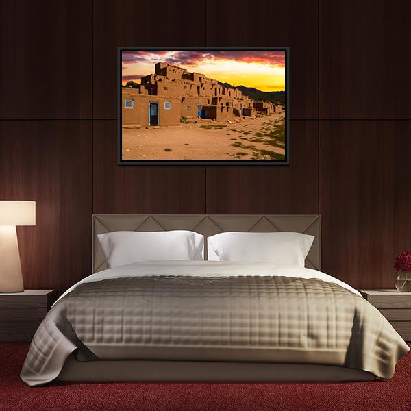 Ancient City Taos Canvas Wall Art-5 Horizontal-Gallery Wrap-22" x 12"-Tiaracle