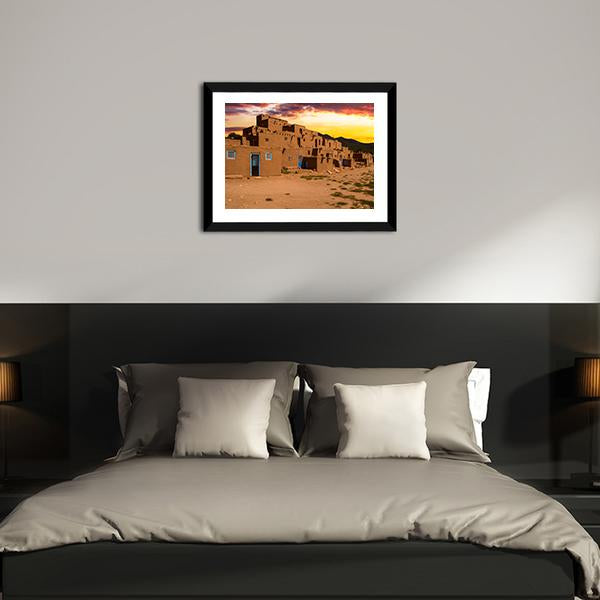 Ancient City Taos Canvas Wall Art-5 Horizontal-Gallery Wrap-22" x 12"-Tiaracle