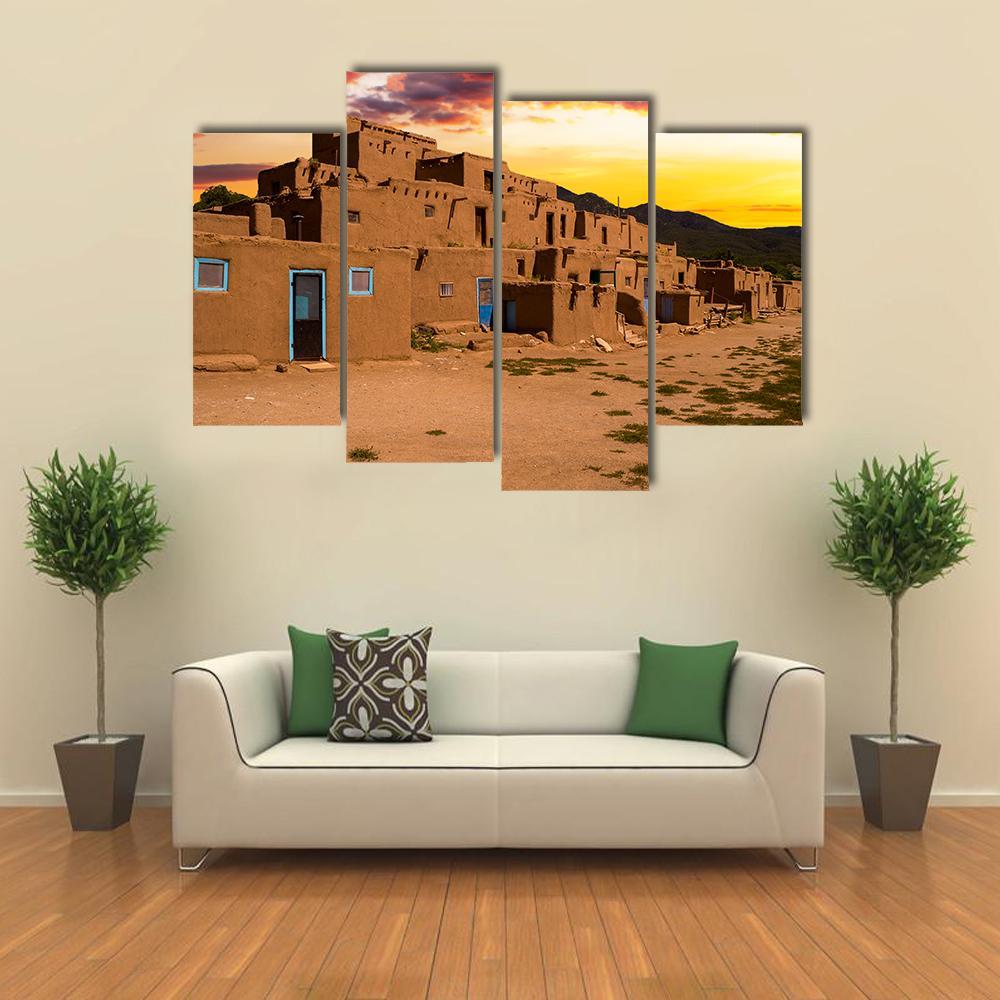 Ancient City Taos Canvas Wall Art-1 Piece-Gallery Wrap-48" x 32"-Tiaracle