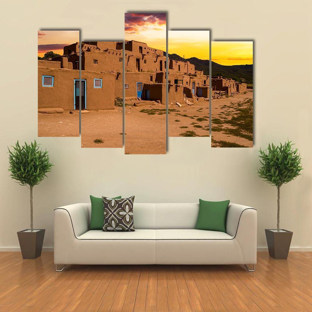 Ancient City Taos Canvas Wall Art-5 Pop-Gallery Wrap-47" x 32"-Tiaracle