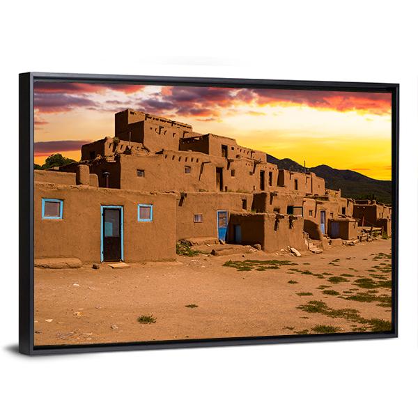 Ancient City Taos Canvas Wall Art-3 Horizontal-Gallery Wrap-25" x 16"-Tiaracle