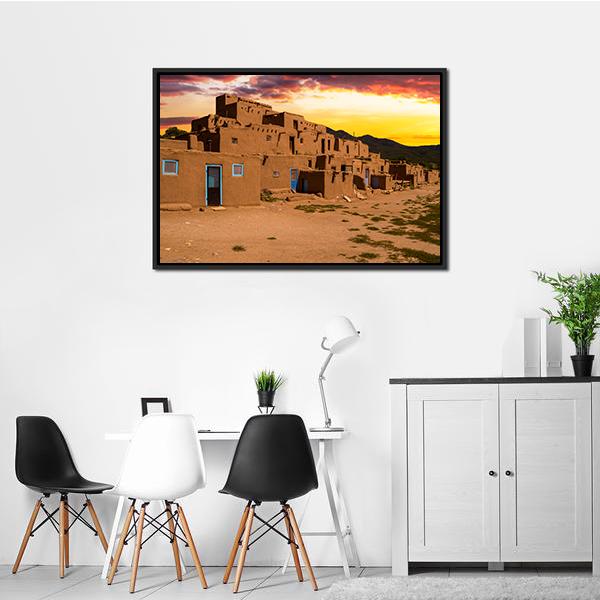 Ancient City Taos Canvas Wall Art-3 Horizontal-Gallery Wrap-25" x 16"-Tiaracle