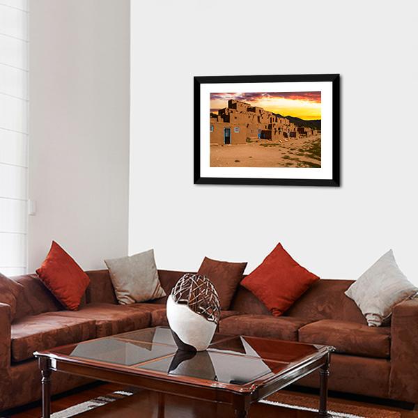 Ancient City Taos Canvas Wall Art-3 Horizontal-Gallery Wrap-25" x 16"-Tiaracle
