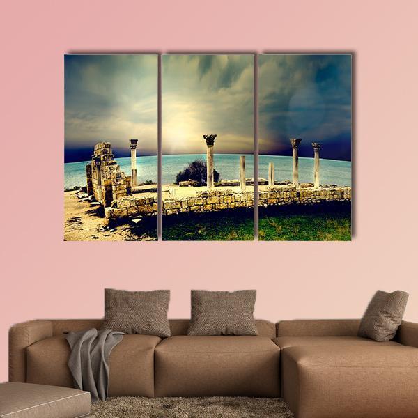 Ancient Greek City Ruins Canvas Wall Art-3 Horizontal-Gallery Wrap-37" x 24"-Tiaracle