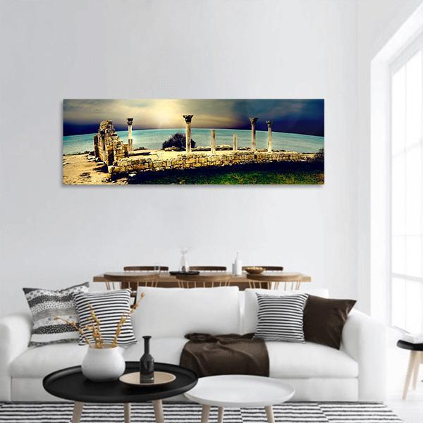 Ancient Greek City Ruins Panoramic Canvas Wall Art-1 Piece-36" x 12"-Tiaracle