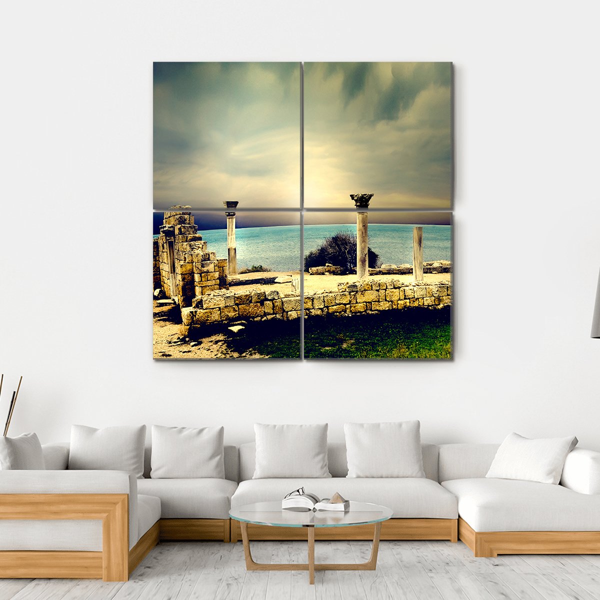 Ancient Greek City Ruins Canvas Wall Art-4 Square-Gallery Wrap-17" x 17"-Tiaracle