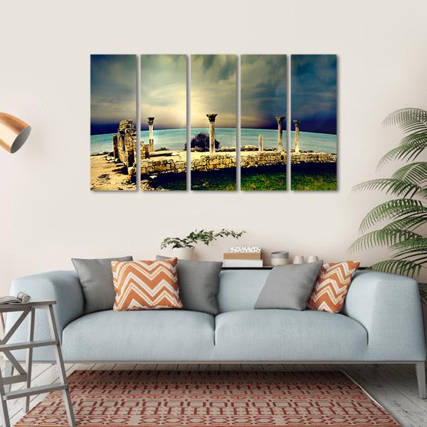 Ancient Greek City Ruins Canvas Wall Art-5 Horizontal-Gallery Wrap-22" x 12"-Tiaracle