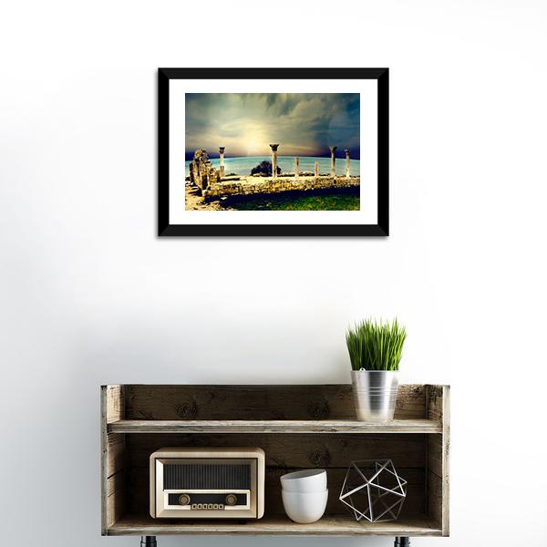 Ancient Greek City Ruins Canvas Wall Art-1 Piece-Framed Print-20" x 16"-Tiaracle