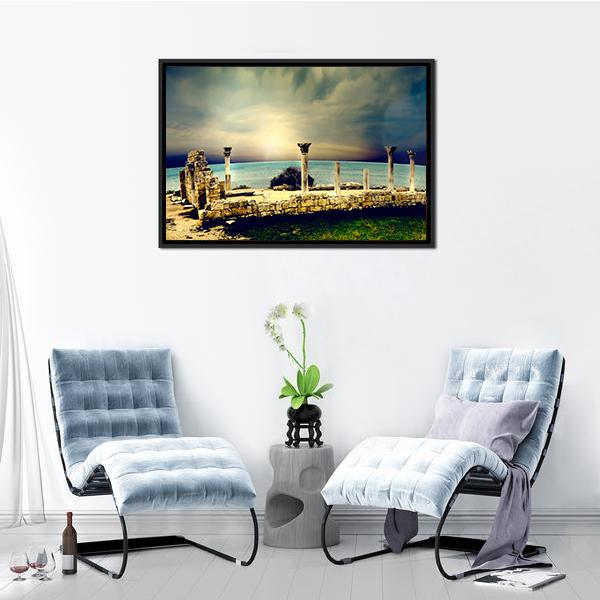 Ancient Greek City Ruins Canvas Wall Art-3 Horizontal-Gallery Wrap-25" x 16"-Tiaracle