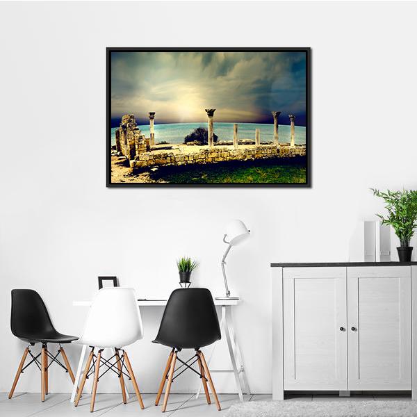 Ancient Greek City Ruins Canvas Wall Art-5 Horizontal-Gallery Wrap-22" x 12"-Tiaracle