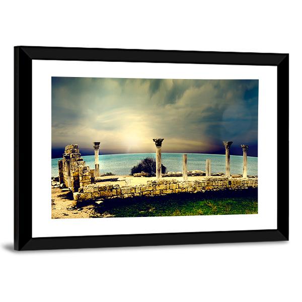 Ancient Greek City Ruins Canvas Wall Art-3 Horizontal-Gallery Wrap-25" x 16"-Tiaracle