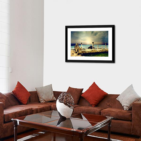 Ancient Greek City Ruins Canvas Wall Art-3 Horizontal-Gallery Wrap-25" x 16"-Tiaracle