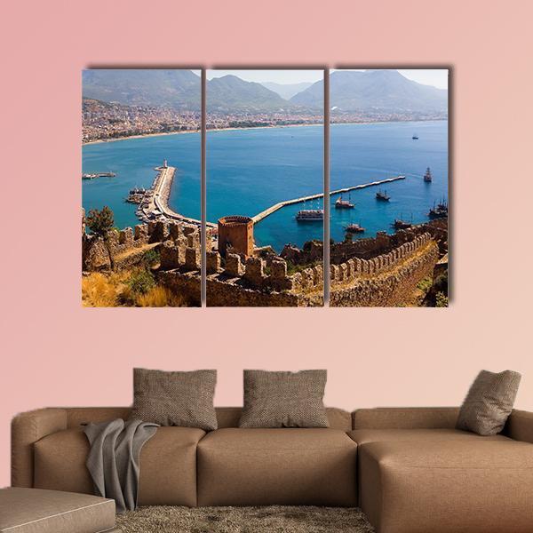 Red Tower Turkey Canvas Wall Art-3 Horizontal-Gallery Wrap-37" x 24"-Tiaracle