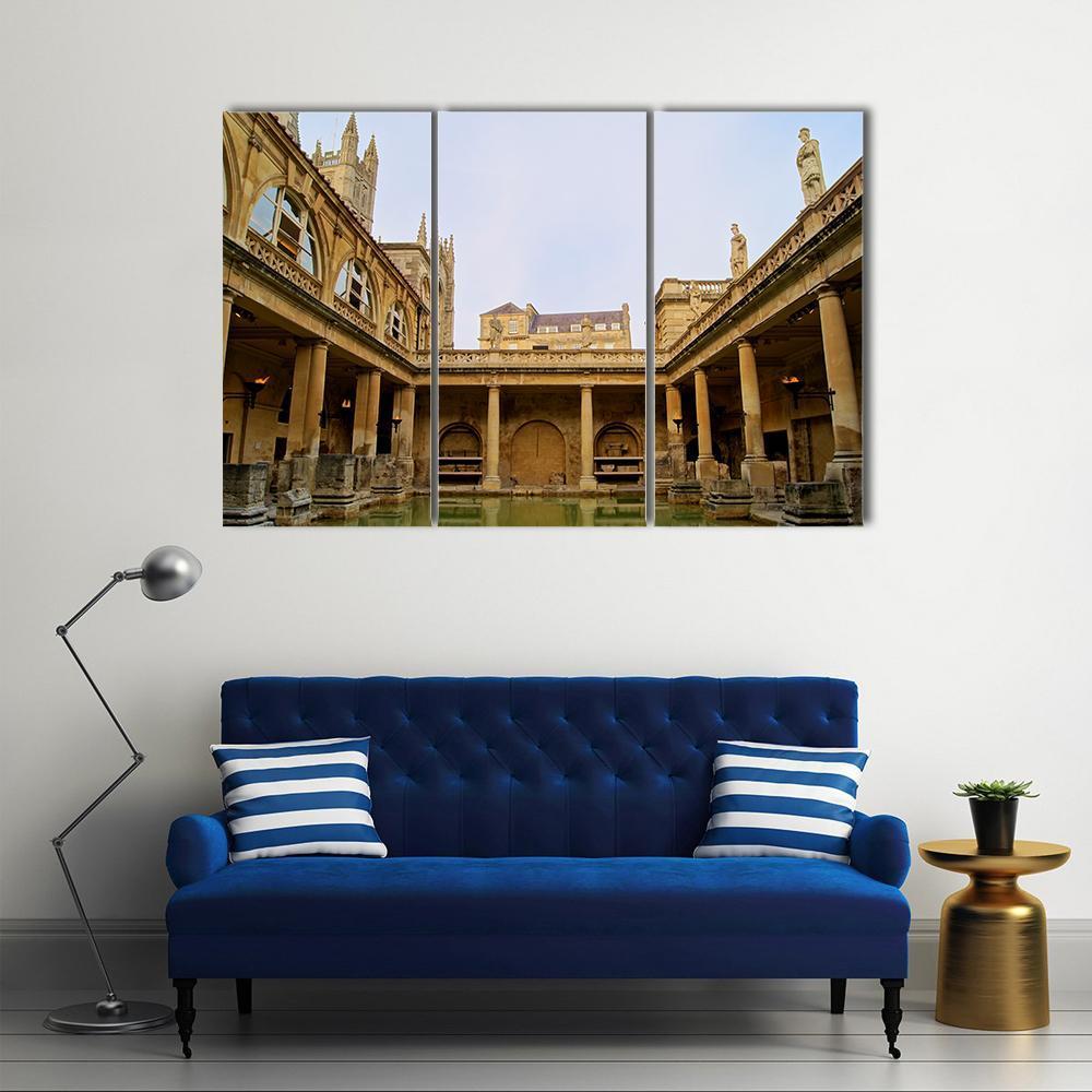 Ancient Roman Baths Canvas Wall Art-3 Horizontal-Gallery Wrap-37" x 24"-Tiaracle