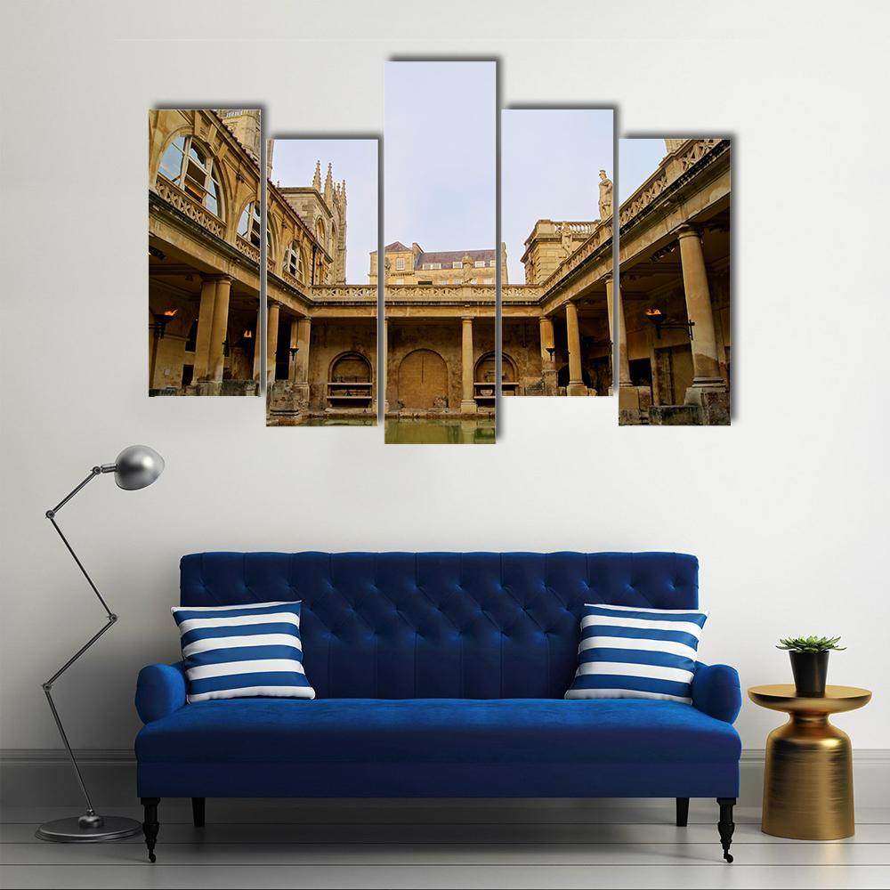 Ancient Roman Baths Canvas Wall Art-5 Pop-Gallery Wrap-47" x 32"-Tiaracle