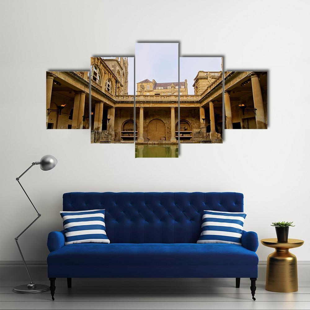 Ancient Roman Baths Canvas Wall Art-5 Star-Gallery Wrap-62" x 32"-Tiaracle