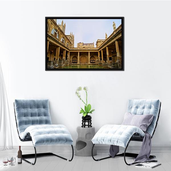 Ancient Roman Baths Canvas Wall Art-3 Horizontal-Gallery Wrap-25" x 16"-Tiaracle