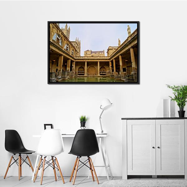 Ancient Roman Baths Canvas Wall Art-3 Horizontal-Gallery Wrap-25" x 16"-Tiaracle