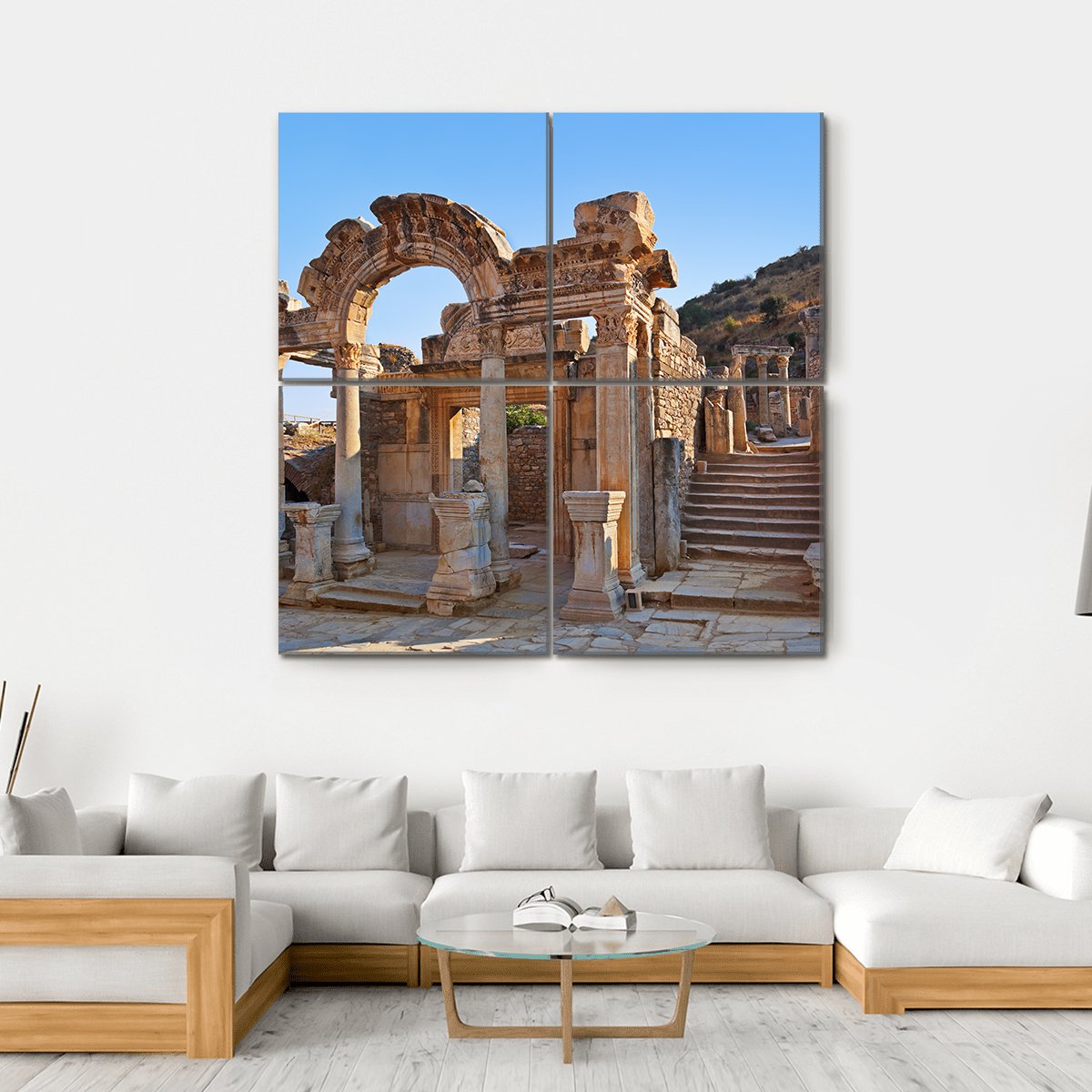 Ancient Ruins In Ephesus Turkey Canvas Wall Art-4 Square-Gallery Wrap-17" x 17"-Tiaracle