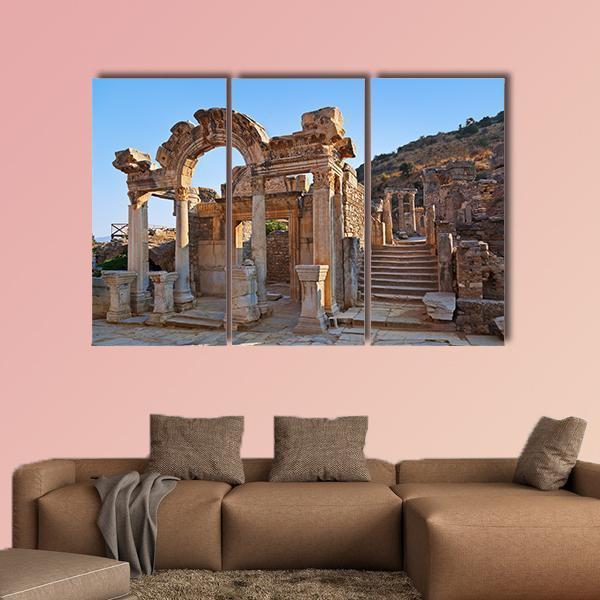Ancient Ruins In Ephesus Turkey Canvas Wall Art-3 Horizontal-Gallery Wrap-37" x 24"-Tiaracle