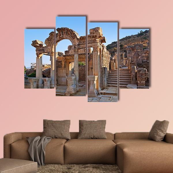 Ancient Ruins In Ephesus Turkey Canvas Wall Art-4 Pop-Gallery Wrap-50" x 32"-Tiaracle