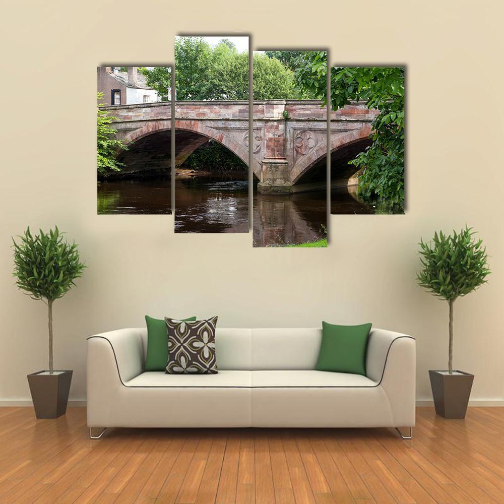 Ancient Stone Bridge Canvas Wall Art-4 Pop-Gallery Wrap-50&quot; x 32&quot;-Tiaracle