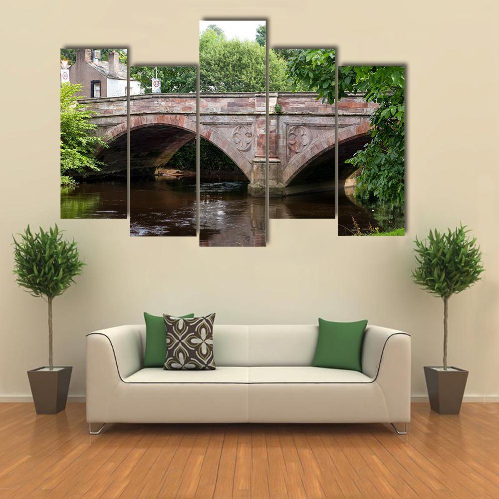 Ancient Stone Bridge Canvas Wall Art-5 Pop-Gallery Wrap-47&quot; x 32&quot;-Tiaracle