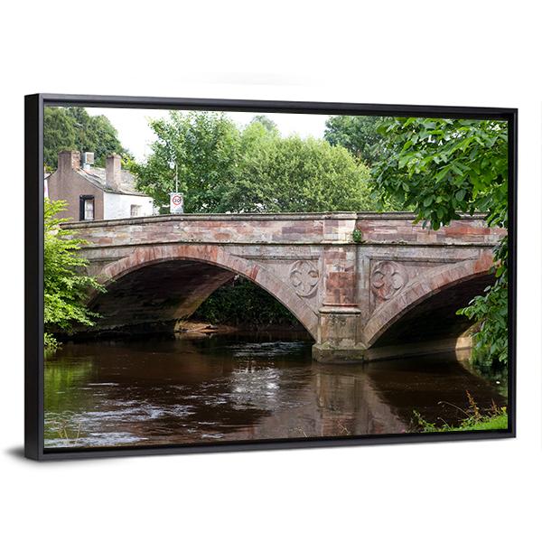 Ancient Stone Bridge Canvas Wall Art-3 Horizontal-Gallery Wrap-25&quot; x 16&quot;-Tiaracle