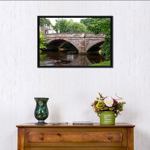 Ancient Stone Bridge Canvas Wall Art-1 Piece-Floating Frame-24" x 16"-Tiaracle