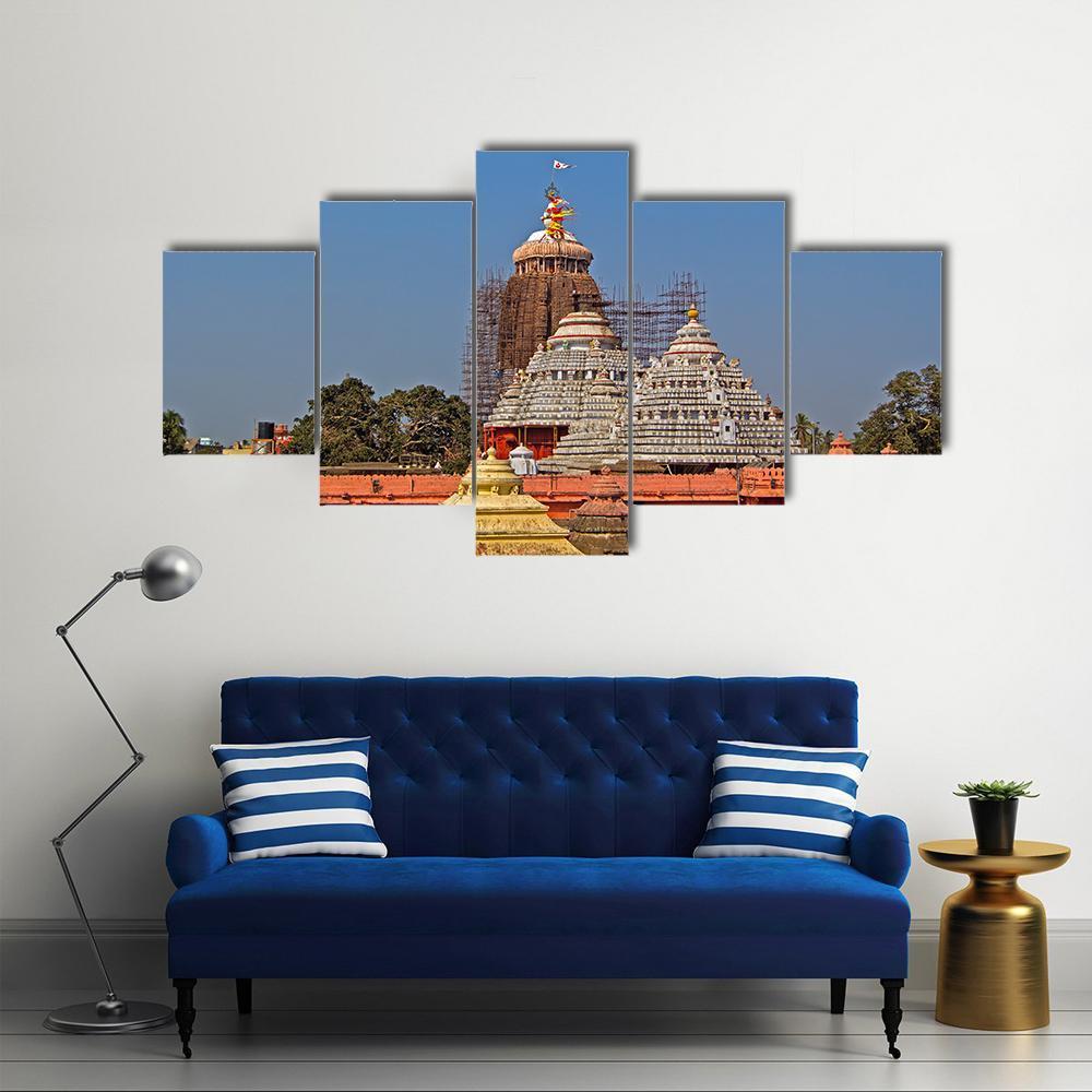 Krishna Jagannath Temple Canvas Wall Art-5 Pop-Gallery Wrap-47" x 32"-Tiaracle