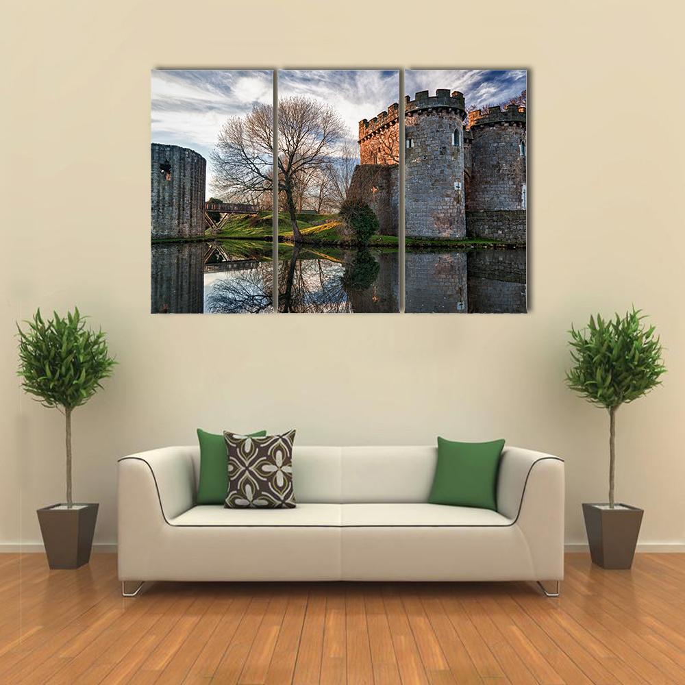 Ancient Whittington Castle Canvas Wall Art-3 Horizontal-Gallery Wrap-37" x 24"-Tiaracle