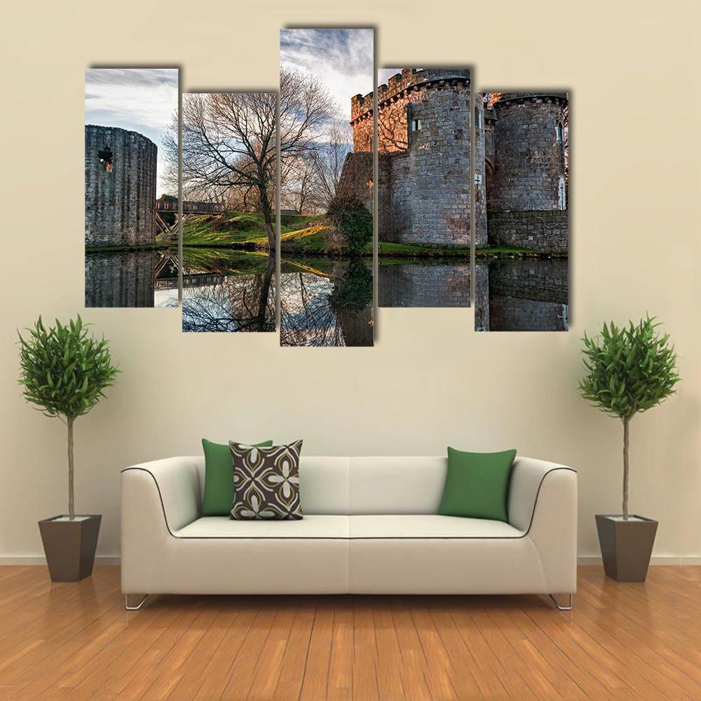 Ancient Whittington Castle Canvas Wall Art-5 Pop-Gallery Wrap-47" x 32"-Tiaracle