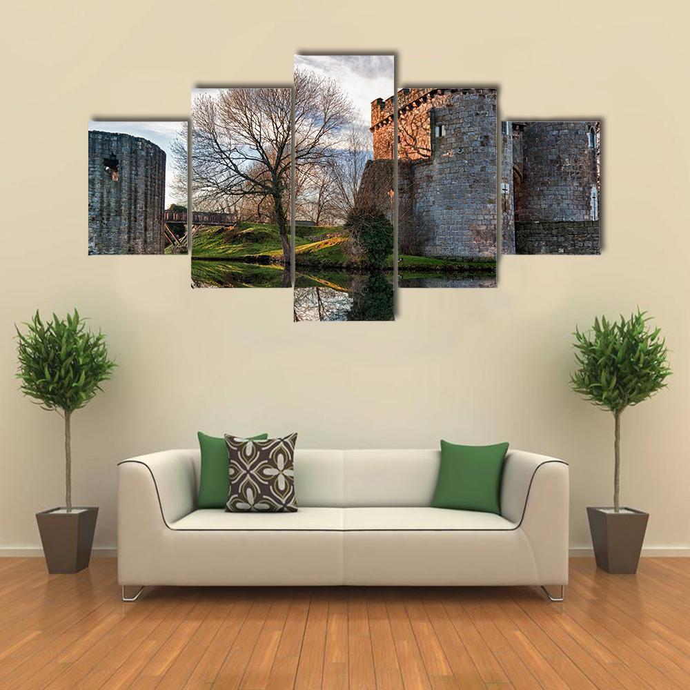 Ancient Whittington Castle Canvas Wall Art-5 Star-Gallery Wrap-62" x 32"-Tiaracle