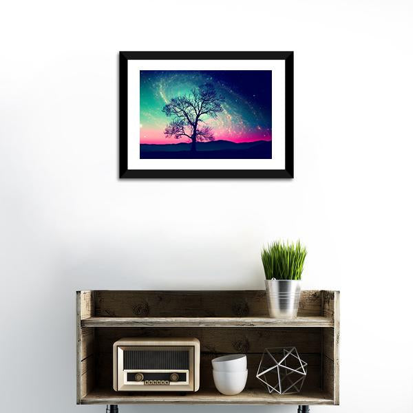 Andromeda Galaxy Over Earth Space Canvas Wall Art-1 Piece-Framed Print-20" x 16"-Tiaracle