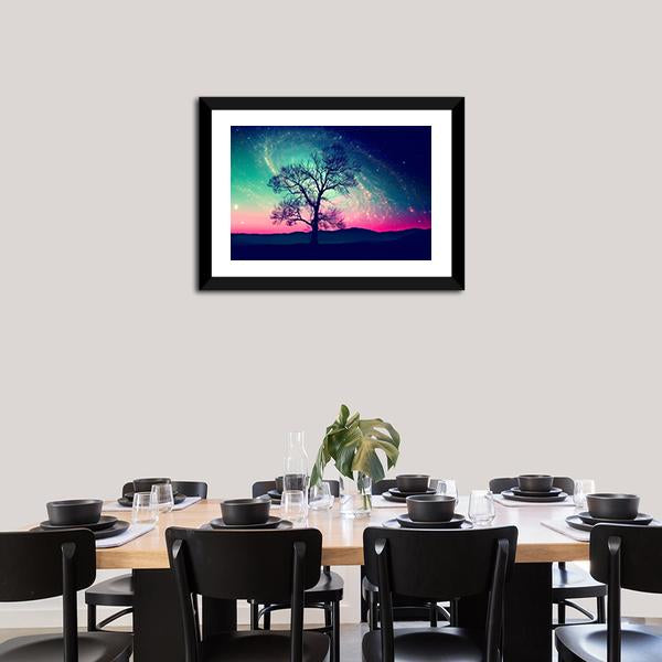 Andromeda Galaxy Over Earth Space Canvas Wall Art-3 Horizontal-Gallery Wrap-25" x 16"-Tiaracle