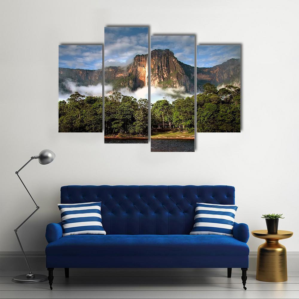 Angel Falls In Morning Light Canvas Wall Art-4 Pop-Gallery Wrap-50&quot; x 32&quot;-Tiaracle