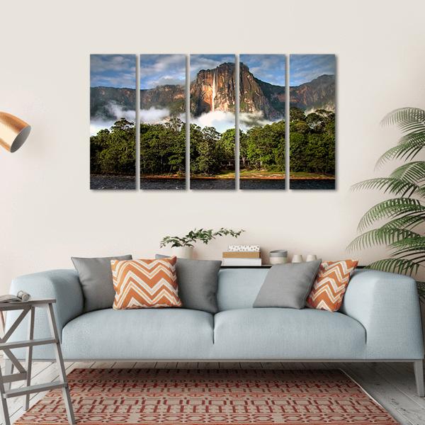 Angel Falls In Morning Light Canvas Wall Art-5 Horizontal-Gallery Wrap-22" x 12"-Tiaracle