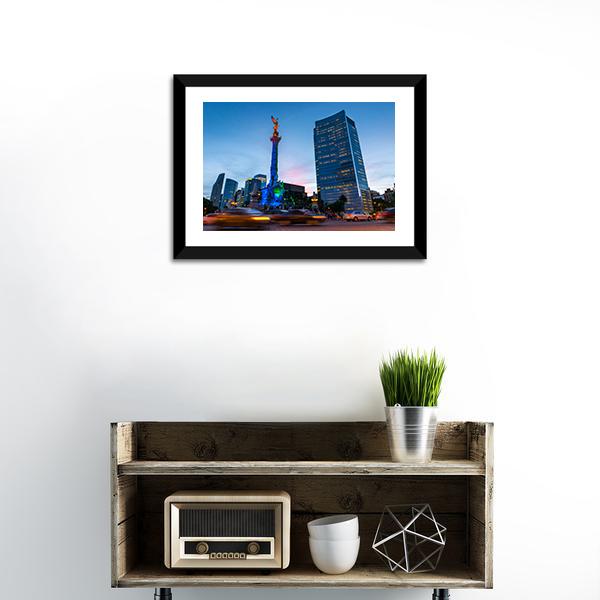 Angel Of Independence Mexico Canvas Wall Art-1 Piece-Framed Print-20" x 16"-Tiaracle