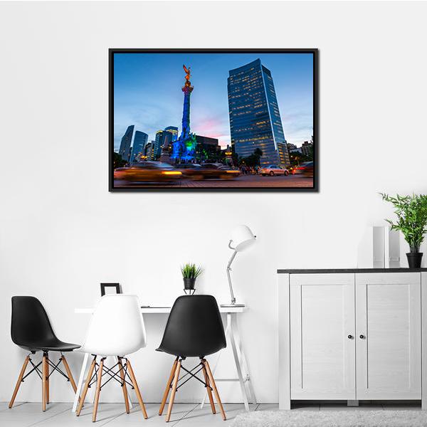 Angel Of Independence Mexico Canvas Wall Art-1 Piece-Floating Frame-24" x 16"-Tiaracle