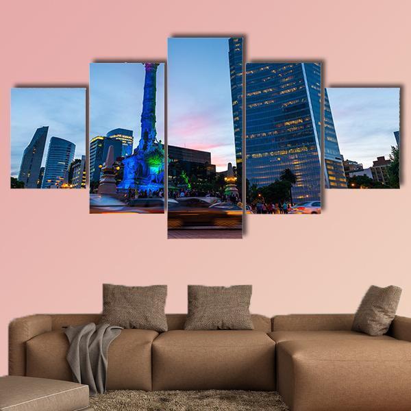 Angel Of Independence Mexico Canvas Wall Art-5 Star-Gallery Wrap-62" x 32"-Tiaracle