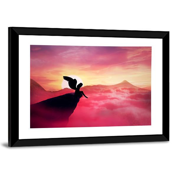 Angel On A Cliff Panoramic Canvas Wall Art-5 Horizontal-Gallery Wrap-22" x 12"-Tiaracle