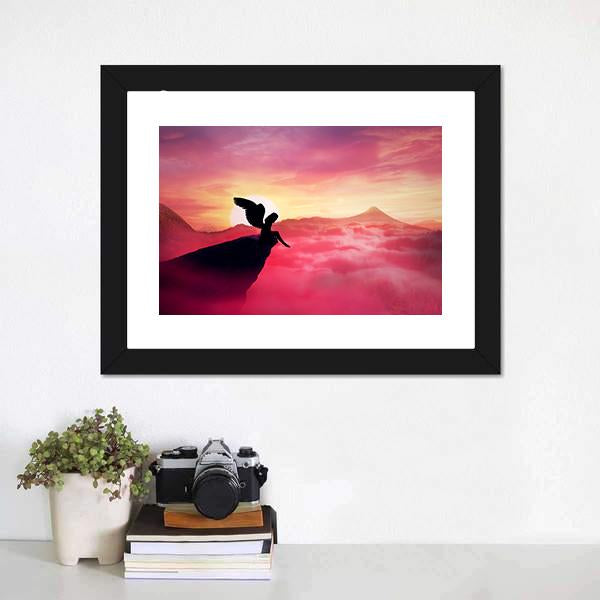 Angel On A Cliff Panoramic Canvas Wall Art-5 Horizontal-Gallery Wrap-22" x 12"-Tiaracle