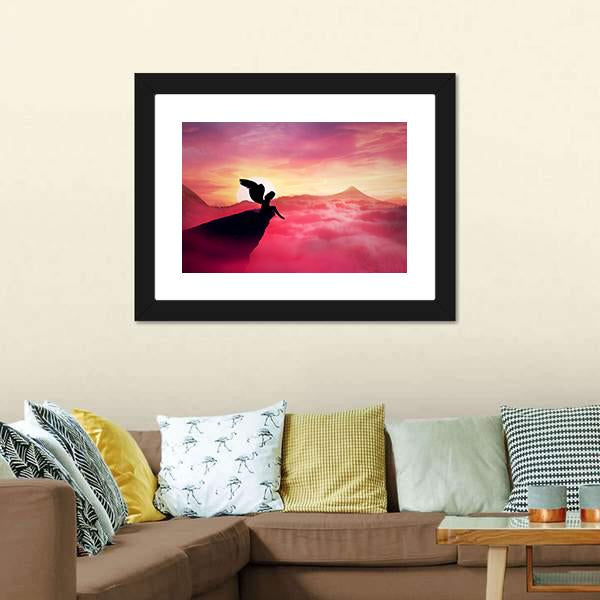 Angel On A Cliff Panoramic Canvas Wall Art-5 Horizontal-Gallery Wrap-22" x 12"-Tiaracle
